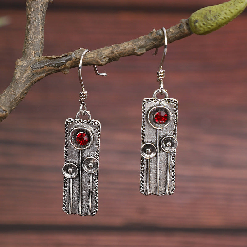 Wholesale retro alloy branches inlaid lapis earrings