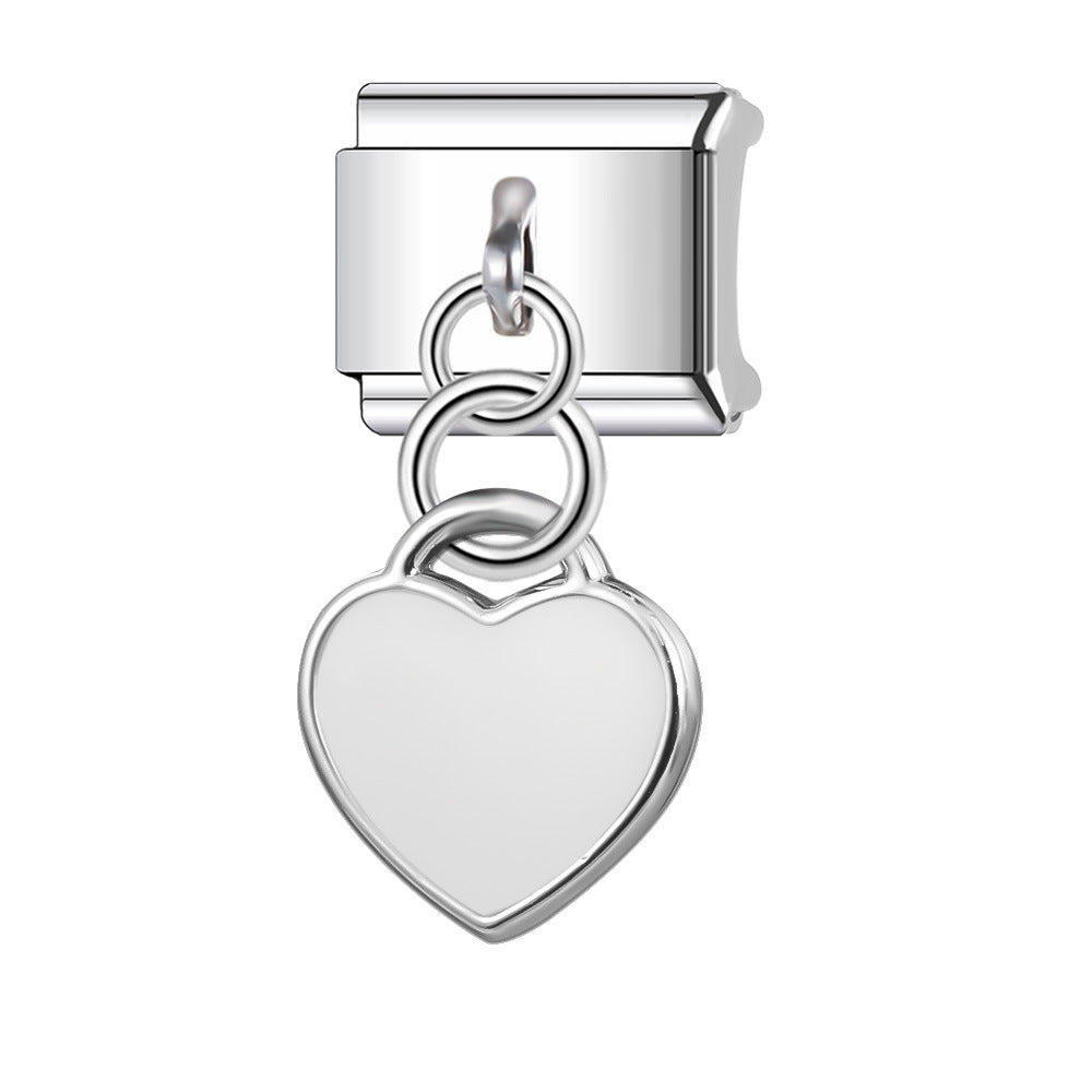 Wholesale Italian Charm Bracelet 9mm DIY Splicing Pendant Heart Shape Stainless Steel Composable Bracelet