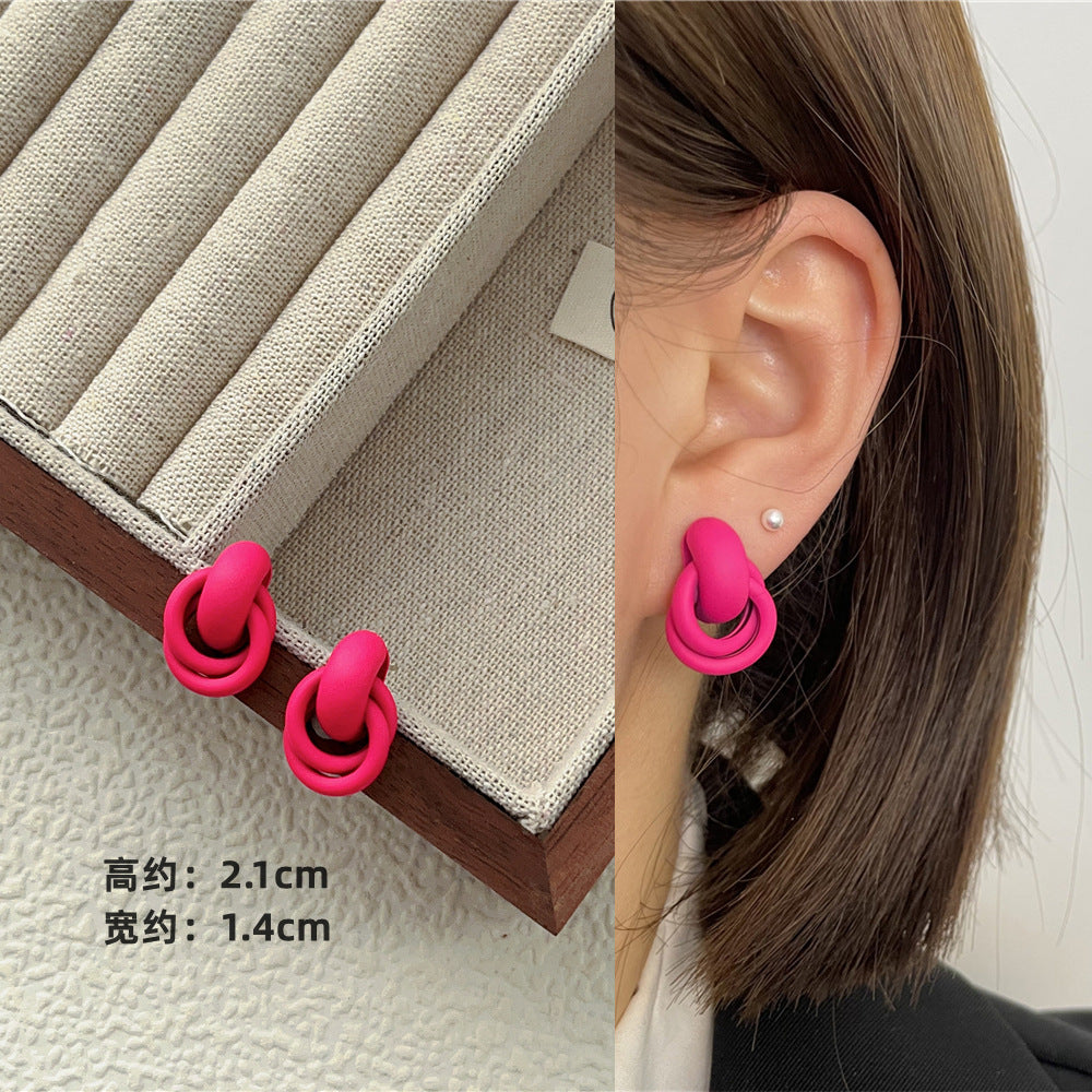 Wholesale Candy Color Geometric Square Circle C Shape Earrings