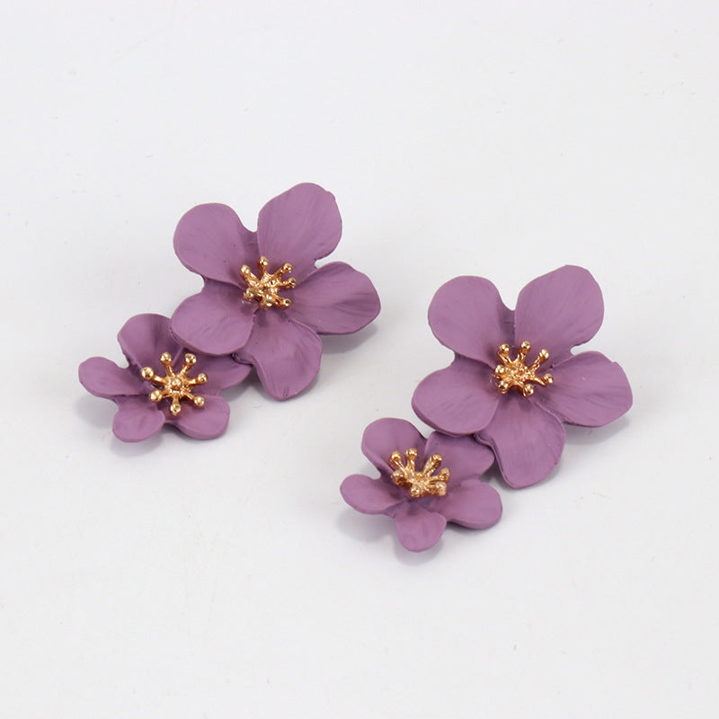 Wholesale Multicolor Double Flower Earrings