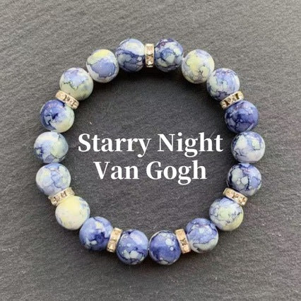 Wholesale Artificial Crystal Van Gogh Starry Night Beaded Bracelet Fashion Jewelry Accessory Gift