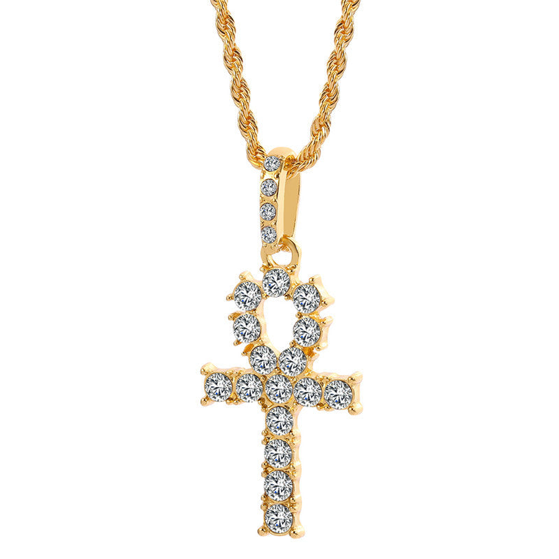 Wholesale Alloy Cross Pendant Full Diamond  Necklace