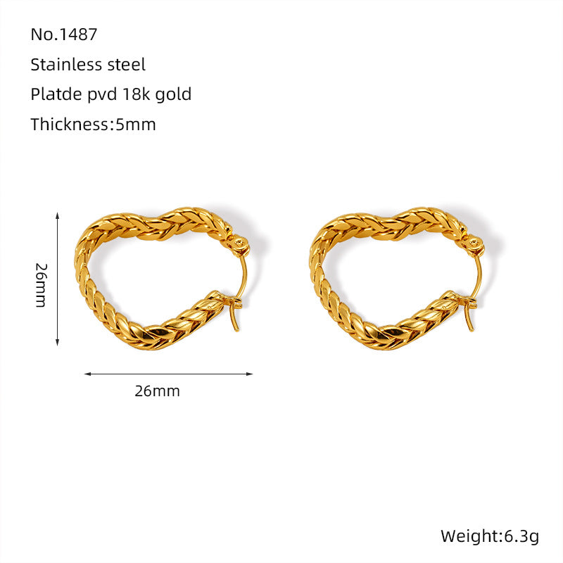 Wholesale Vintage Twisted Earrings Heart Earrings Stainless Steel Earrings ACC-ES-ZhongYao007