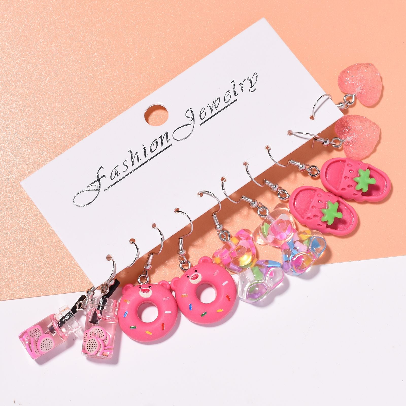 Wholesale Resin Love Bear Milk Tea Earrings Set ACC-ES-Xunt007