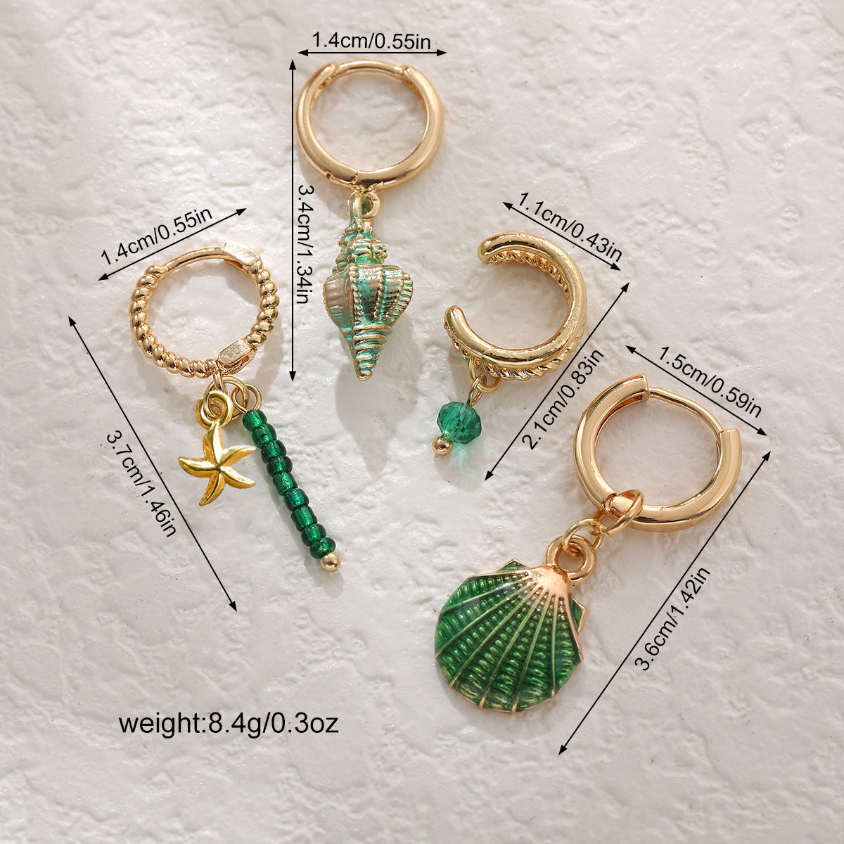 Wholesale color shell conch earrings bohemian earrings set