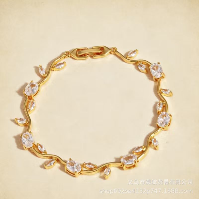 Wholesale Alloy Colorful Zircon Branches Bracelet,  Fashionable European Style Jewelry for Boutique Resale