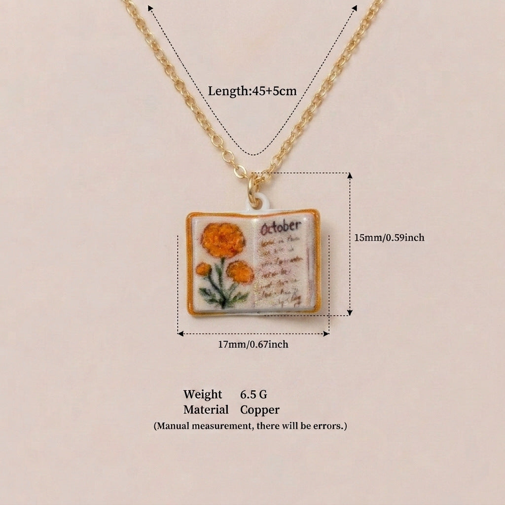 Wholesale Retro Book Pendant Necklace Stylish Copper Design With Everyday Appeal Casual Fashion Accessory Gift