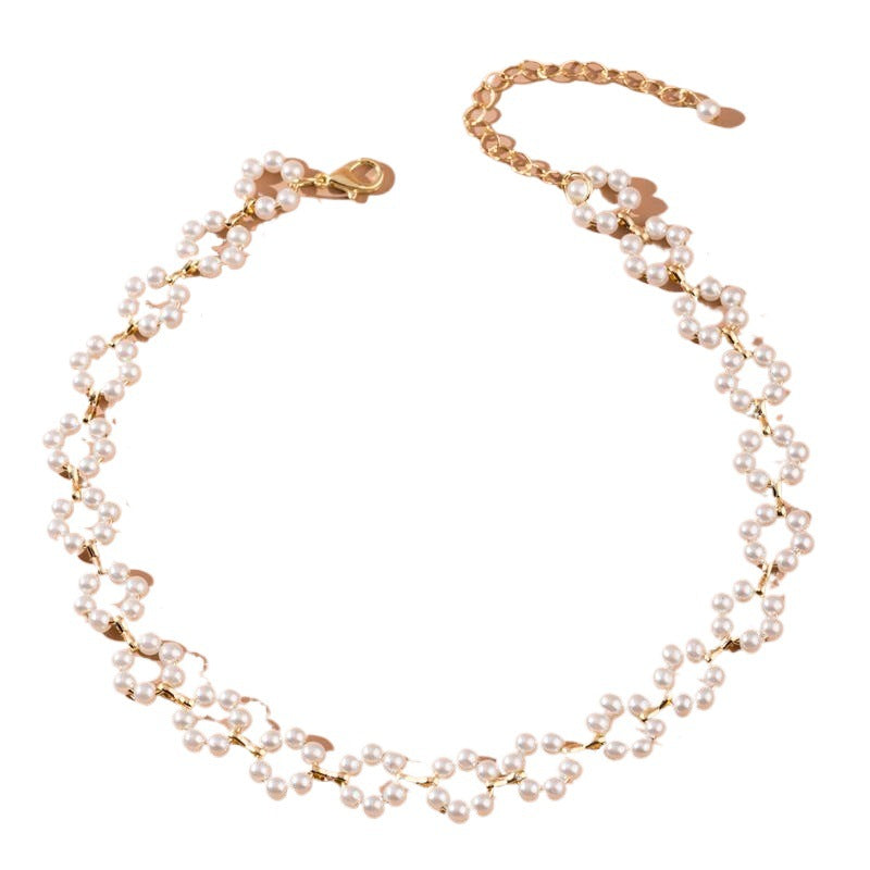 Wholesale  flower necklace versatile temperament small fresh Pearl clavicle chain