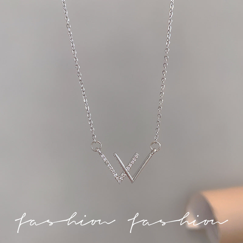 Wholesale Light Luxury Titanium Steel   Colorful Zircon Heart Necklace