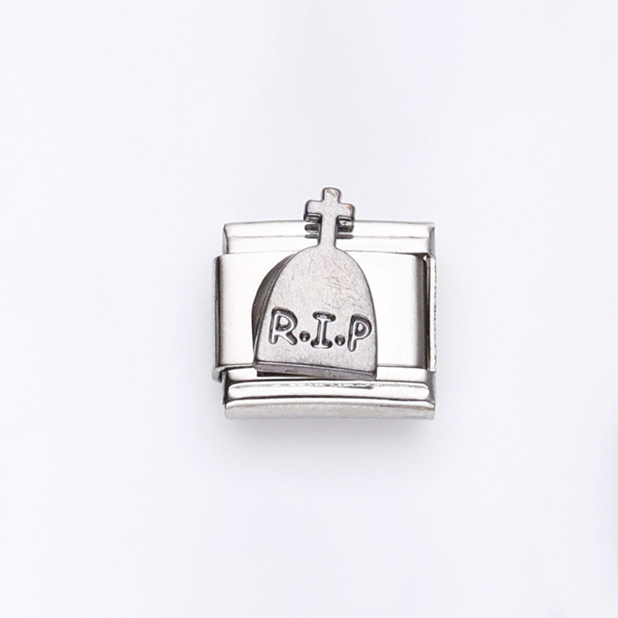 Wholesale 10pcs Italian Charm Bracelet 9mm DIY Splicing Cross Rose Stainless Steel Composable Bracelet