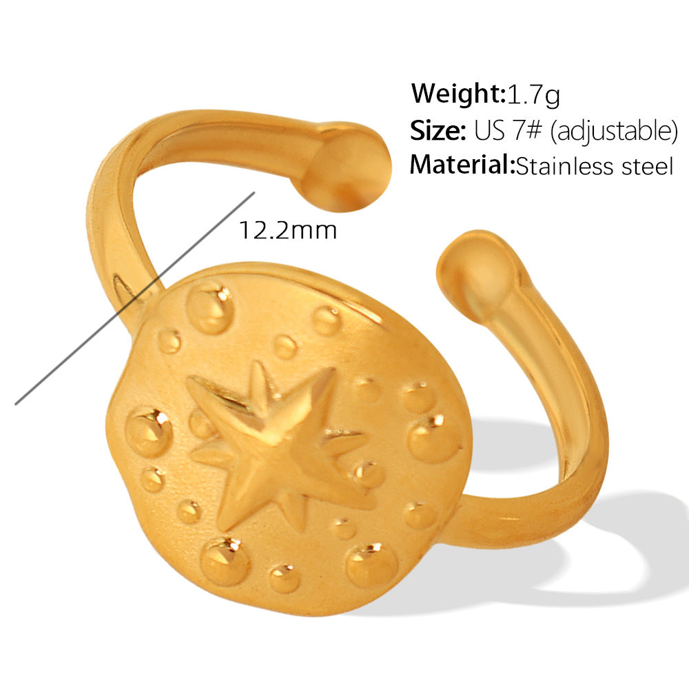 Wholesale luxury fashion niche fine throw geometric women' s ring geometric diamond titanium steel gold plated open ring