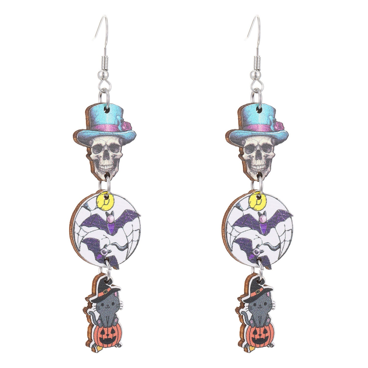 Wholesale  Halloween Wooden Color Printed Earrings