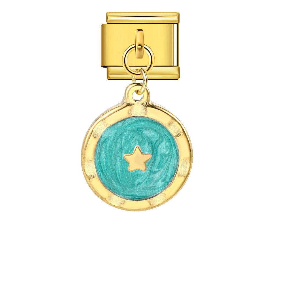 Wholesale 5pcs Italian Charm Bracelet 9mm DIY Splicing Gold and Silver Round Pendant Stainless Steel Composable Bracelet