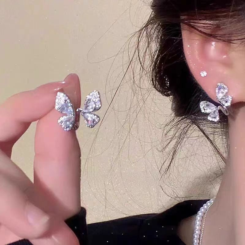 Wholesale Alloy Electroplated Hollow Zircon Stud Earrings Geometric Design Party Jewelry Gift for Women