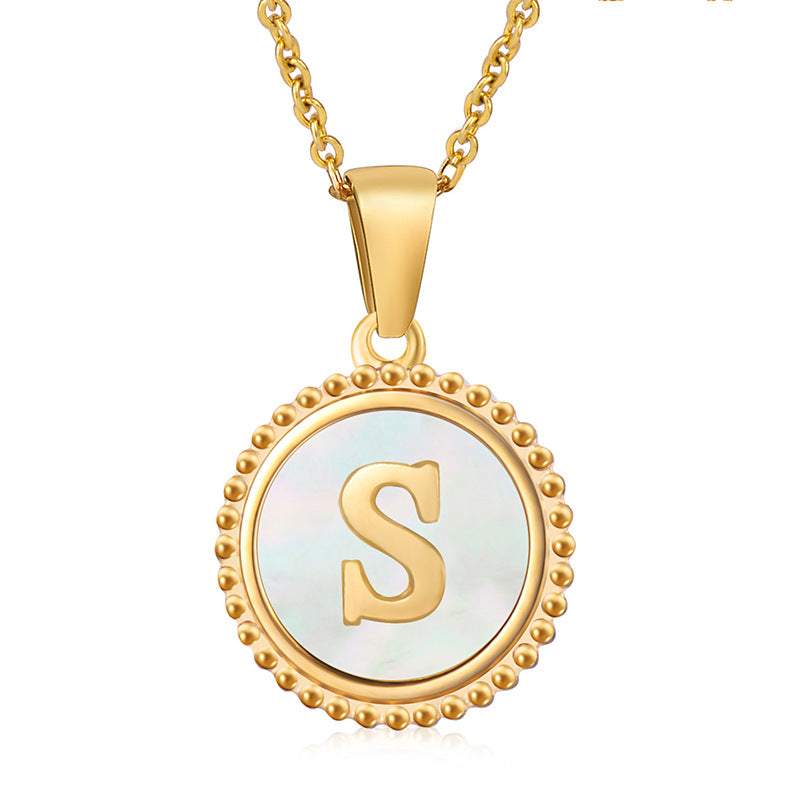 Wholesale 18K Stainless Steel Necklace Shell Letter Necklace ACC-NE-ZhongY012