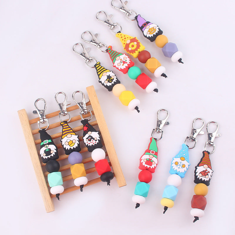 Wholesale Cartoon Christmas Silicone Beaded Keychain ACC-KC-GuangTian089
