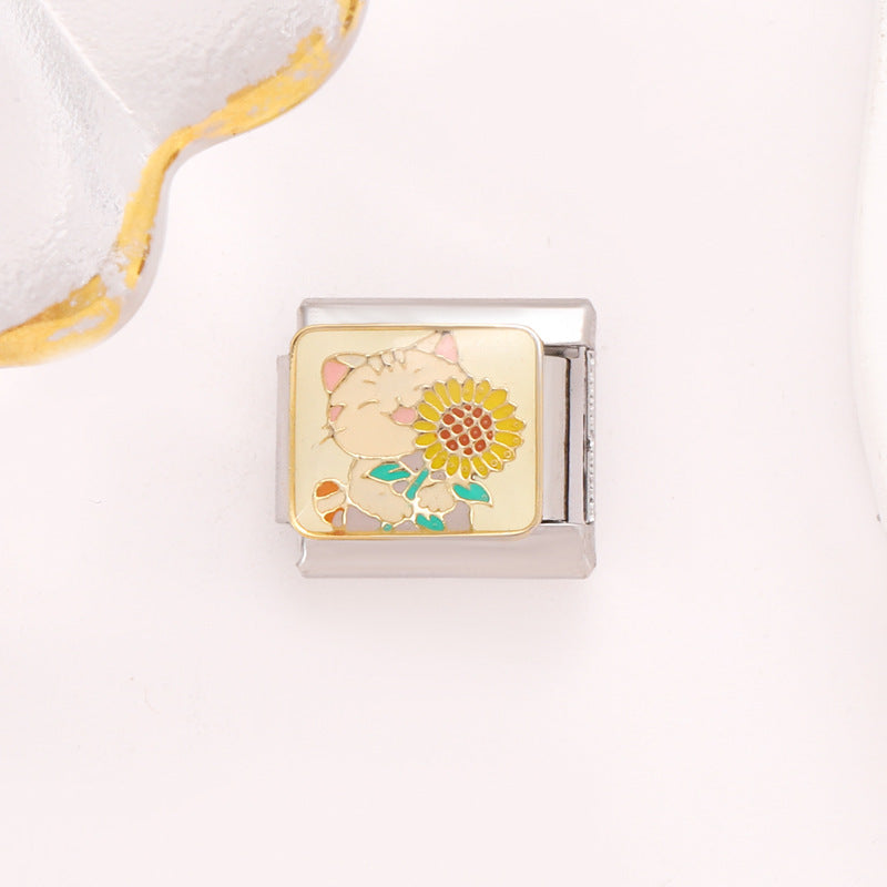 Wholesale 10pcs Italian Charm Bracelet 9mm DIY Splicing Removable Little Fox Stainless Steel Composable Bracelet