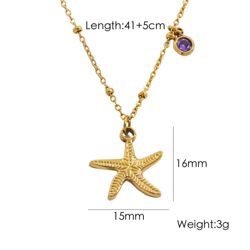 Wholesale Stainless steel Summer Beach Wind Niche Starfish Dolphin Conch Shell Necklaces
