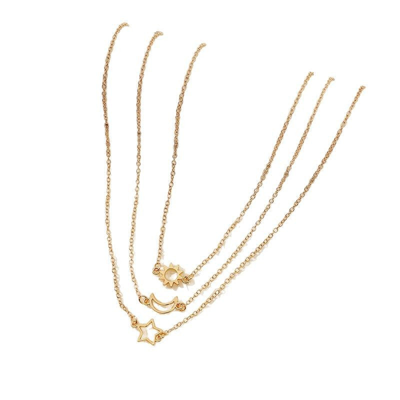 Wholesale Sun, Moon and Star Stainless Steel Necklace