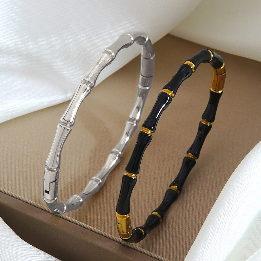 Wholesale Stainless steel bamboo bracelet plated with 18k gold