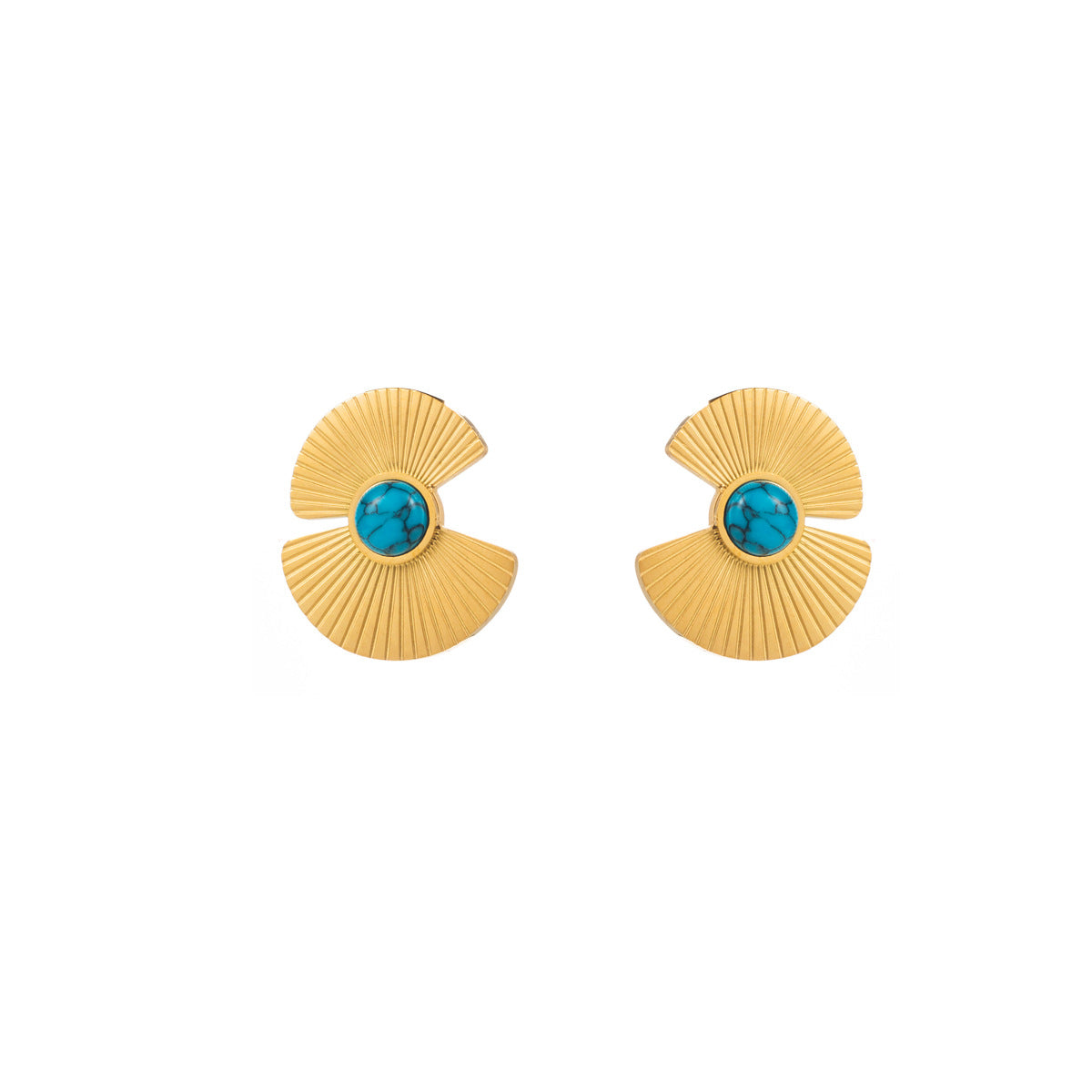 Wholesale stainless steel Palace fan-shaped turquoise necklace color-preserving Necklace