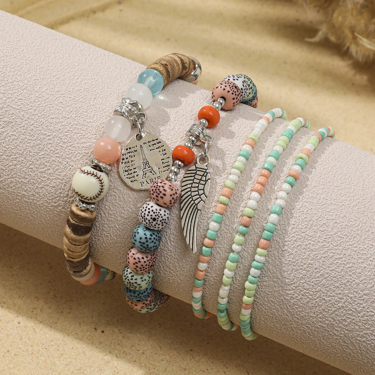 Wholesale Ethnic Style Stretch Bracelet Wing Pendant Stacking Bracelet ACC-BT-XLH007