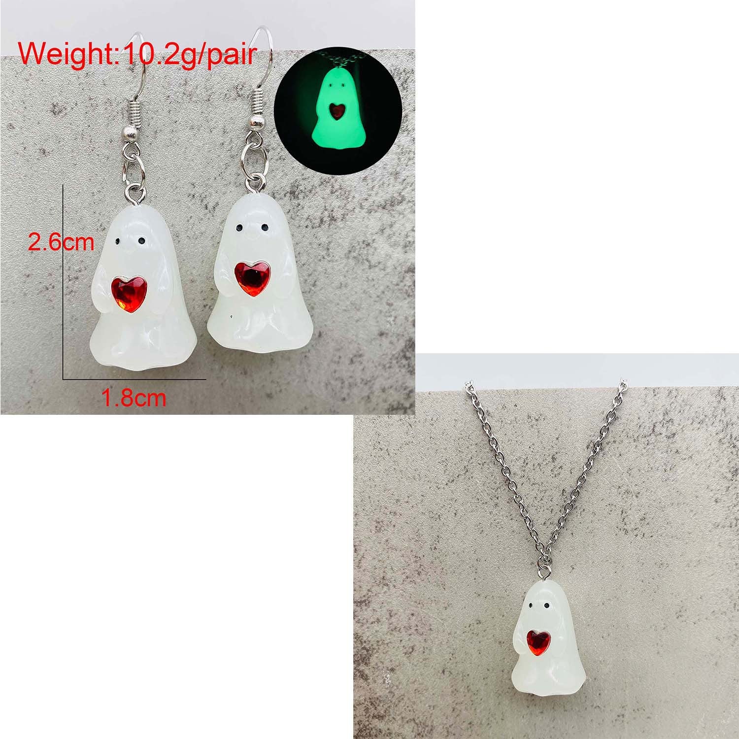 Wholesale Halloween 3D Luminous Ghost Pumpkin Earrings Necklace Sets ACC-ES-ChenY032