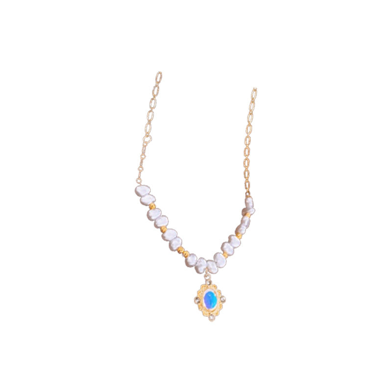 Wholesale Retro Glaze Dream Diamond Irregular Pearl Necklace
