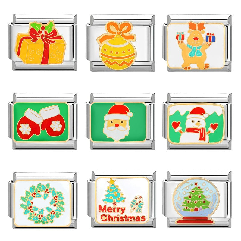 Wholesale Italian Charm Bracelet 9mm DIY Splicing Christmas Stainless Steel Composable Bracelet