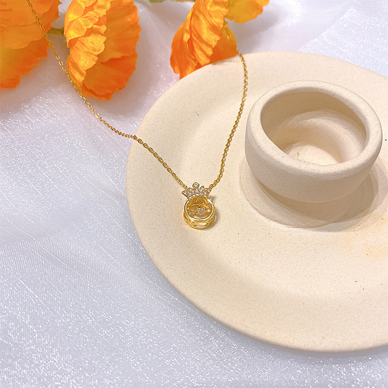 Wholesale Electroplated Titanium Steel Necklace Micro-embedded Clavicle Chain Choker Necklace ACC-NE-Xiyue003