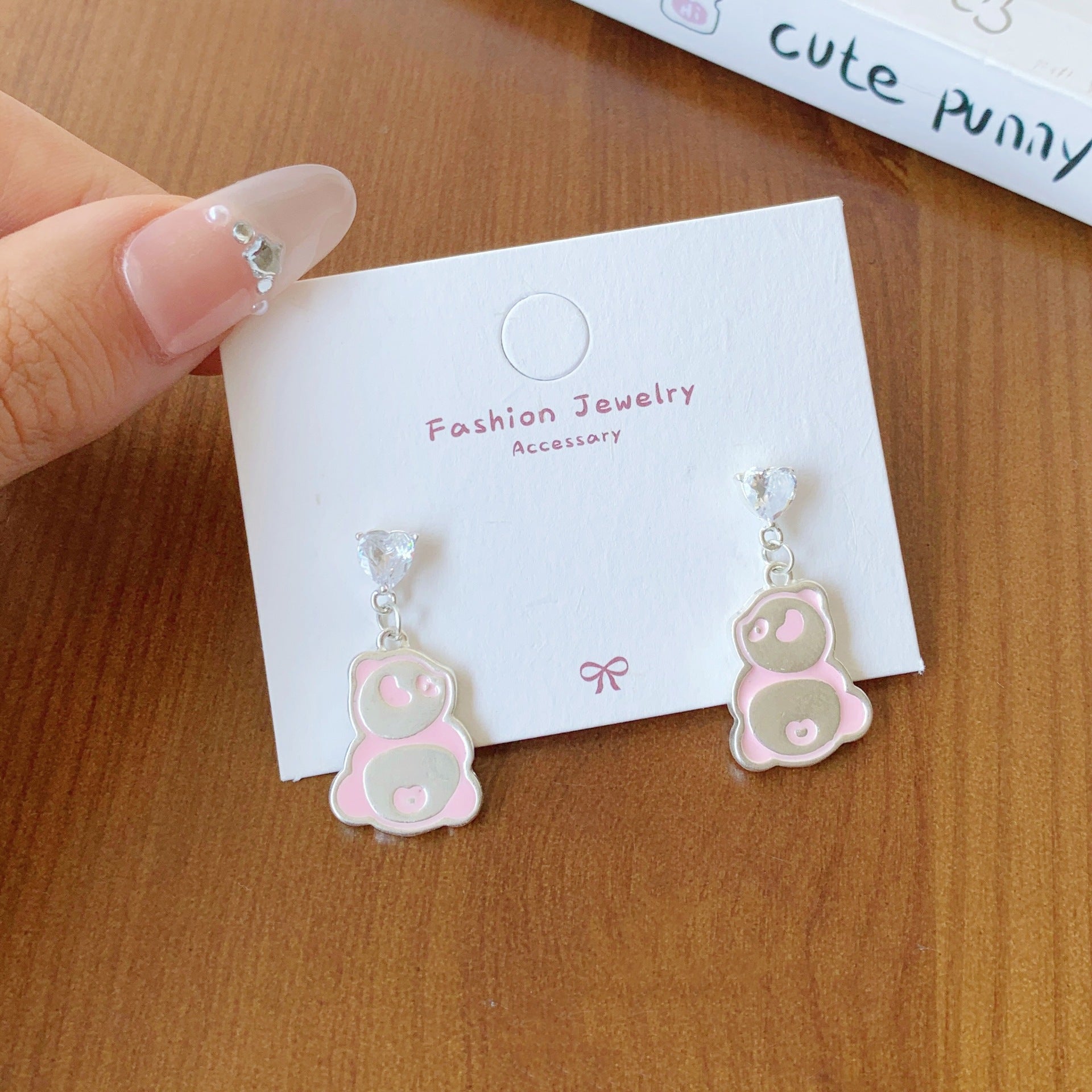 Wholesale Silver Cat Fishing Earrings Silver Needle,   Cartoon Oil Drop Puppy Design Stud Earrings