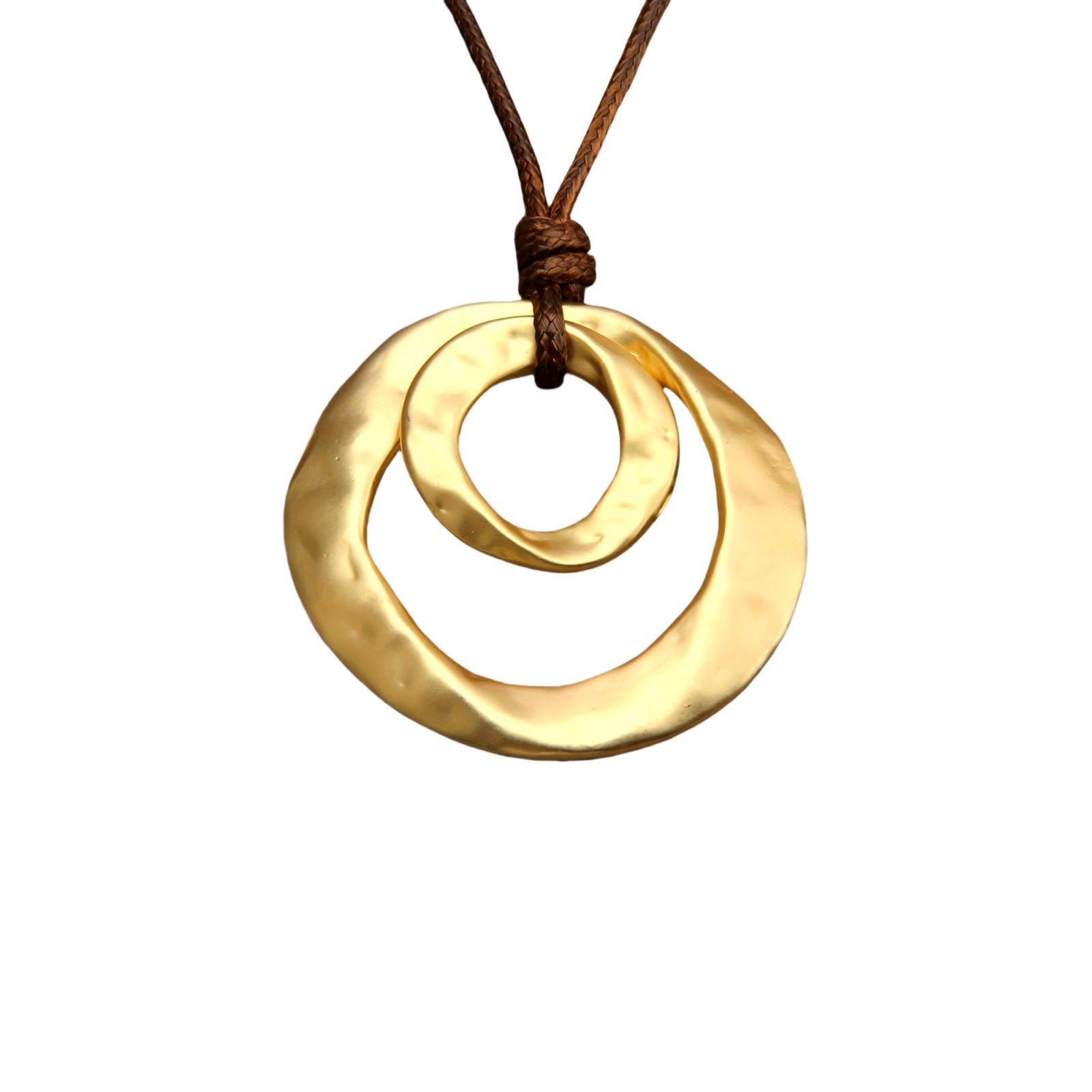 Wholesale Retro Irregular Double Ring Pendant Necklace