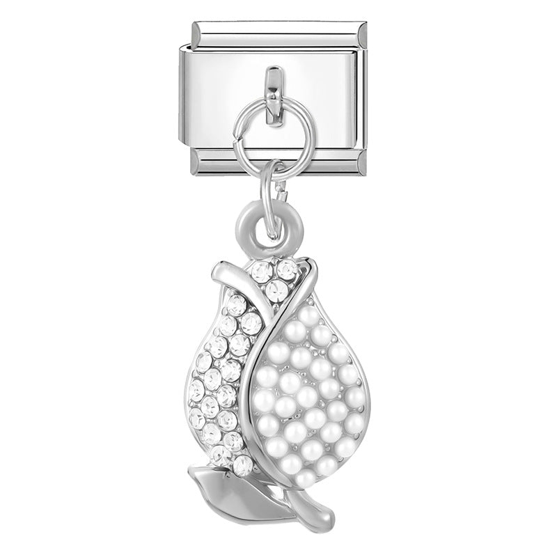 Wholesale 9mm Italian Charm Starter Bracelets DIY Heart Bow Pendant Stainless Steel Composable Bracelet