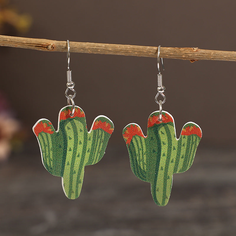 Wholesale Fashion cactus leather earrings personality trendy earrings