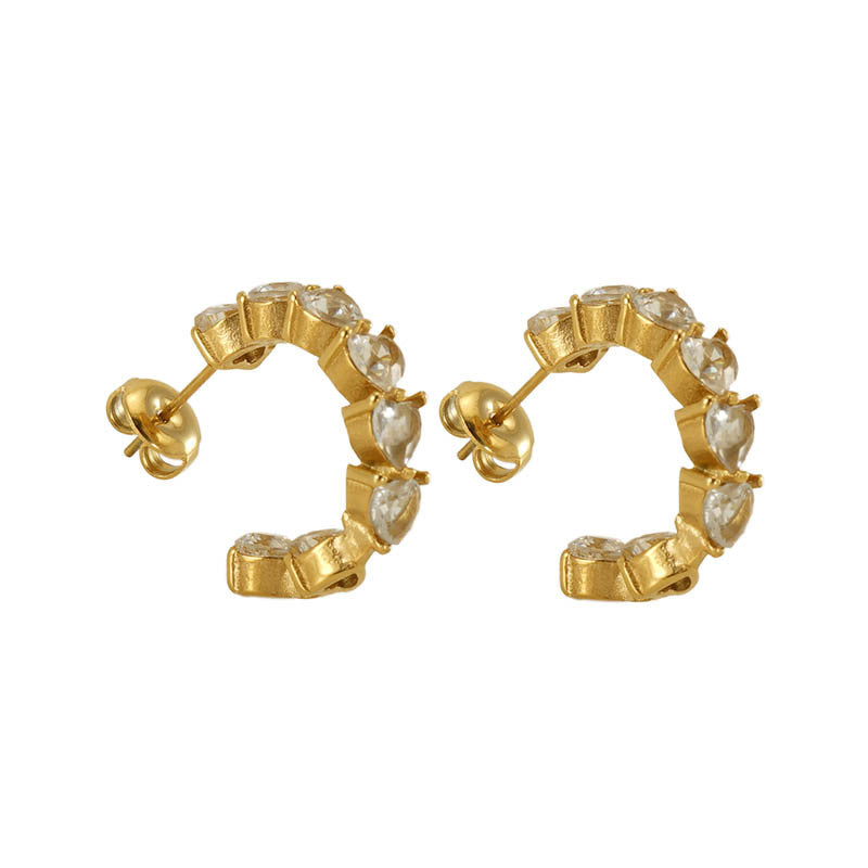 Wholesale stainless steel temperament zircon earrings