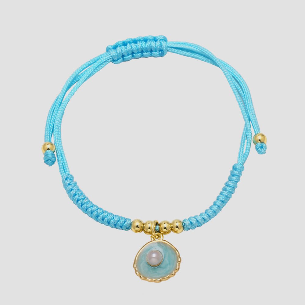 Wholesale Braided Cord Man-made Pearl Shell Bracelet