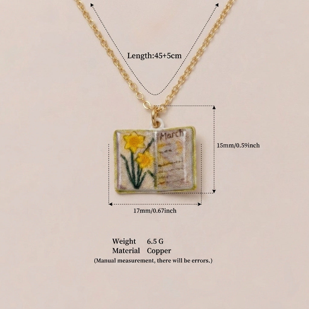 Wholesale Retro Book Pendant Necklace Stylish Copper Design With Everyday Appeal Casual Fashion Accessory Gift