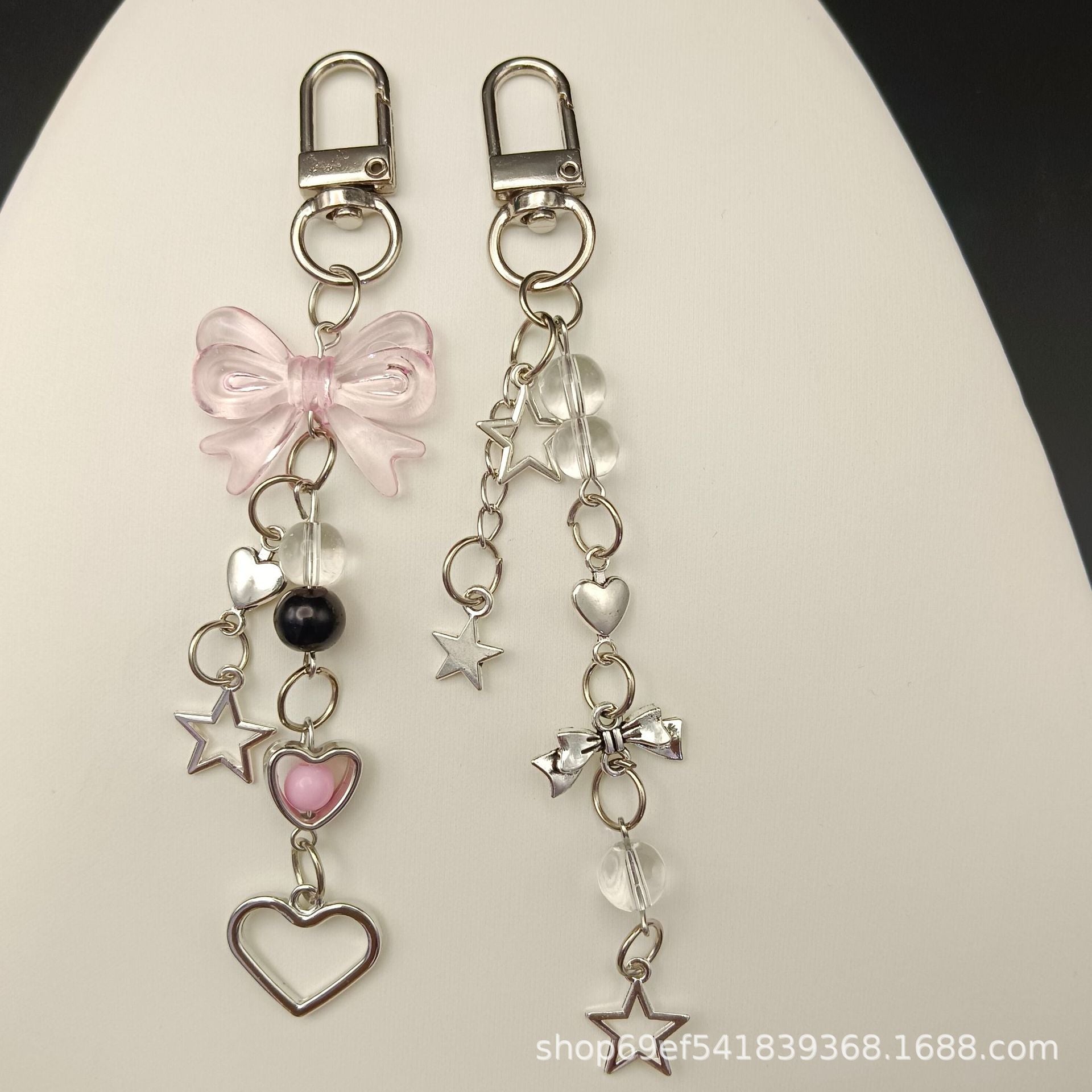 Wholesale All-match  Heart silver Star Bow Keychains
