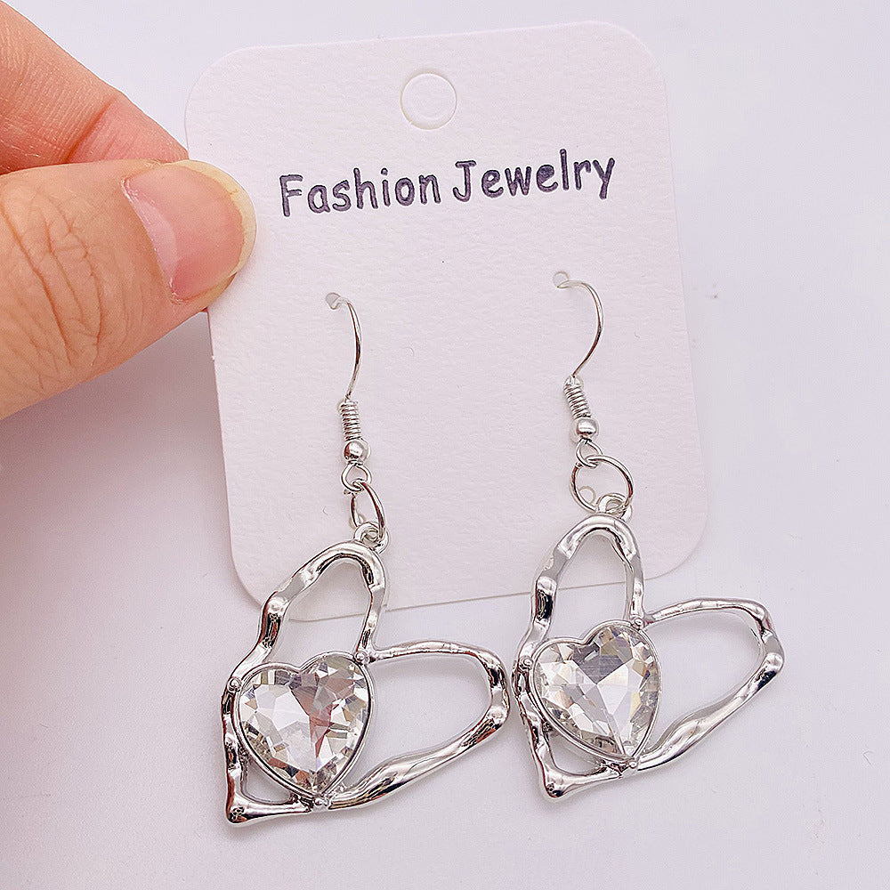 Wholesale  Light Luxury Zircon Earrings Colorful Love Alloy Pendant Earrings
