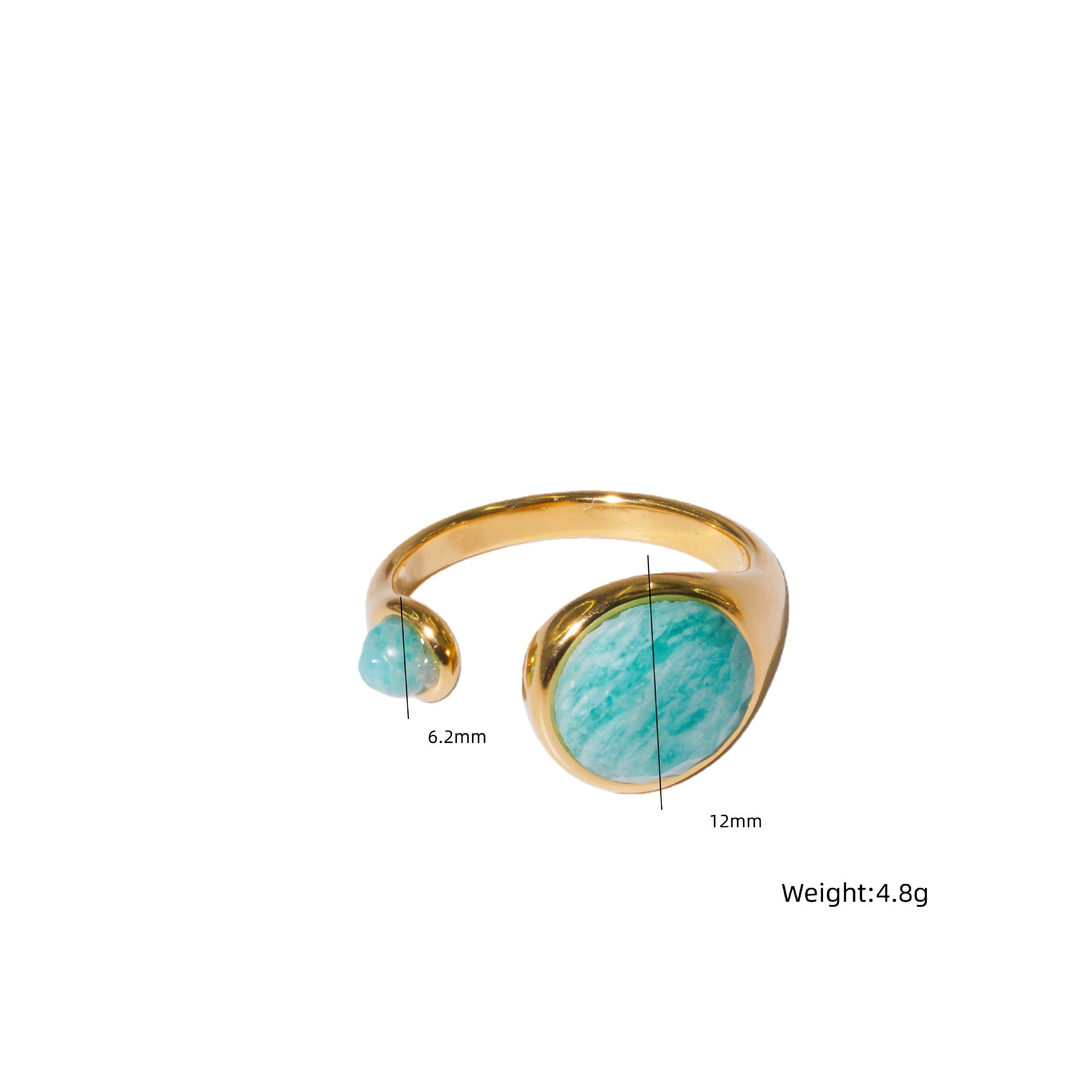 Wholesale Titanium Steel Adjustable Open Ring with Natural Stone Inlay Palace Style Jewelry Gift