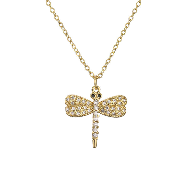 Wholesale Colorful Zircon Animal Necklace Dragonfly Pendant Necklace Butterfly Clavicle Chain ACC-NE-Changx003