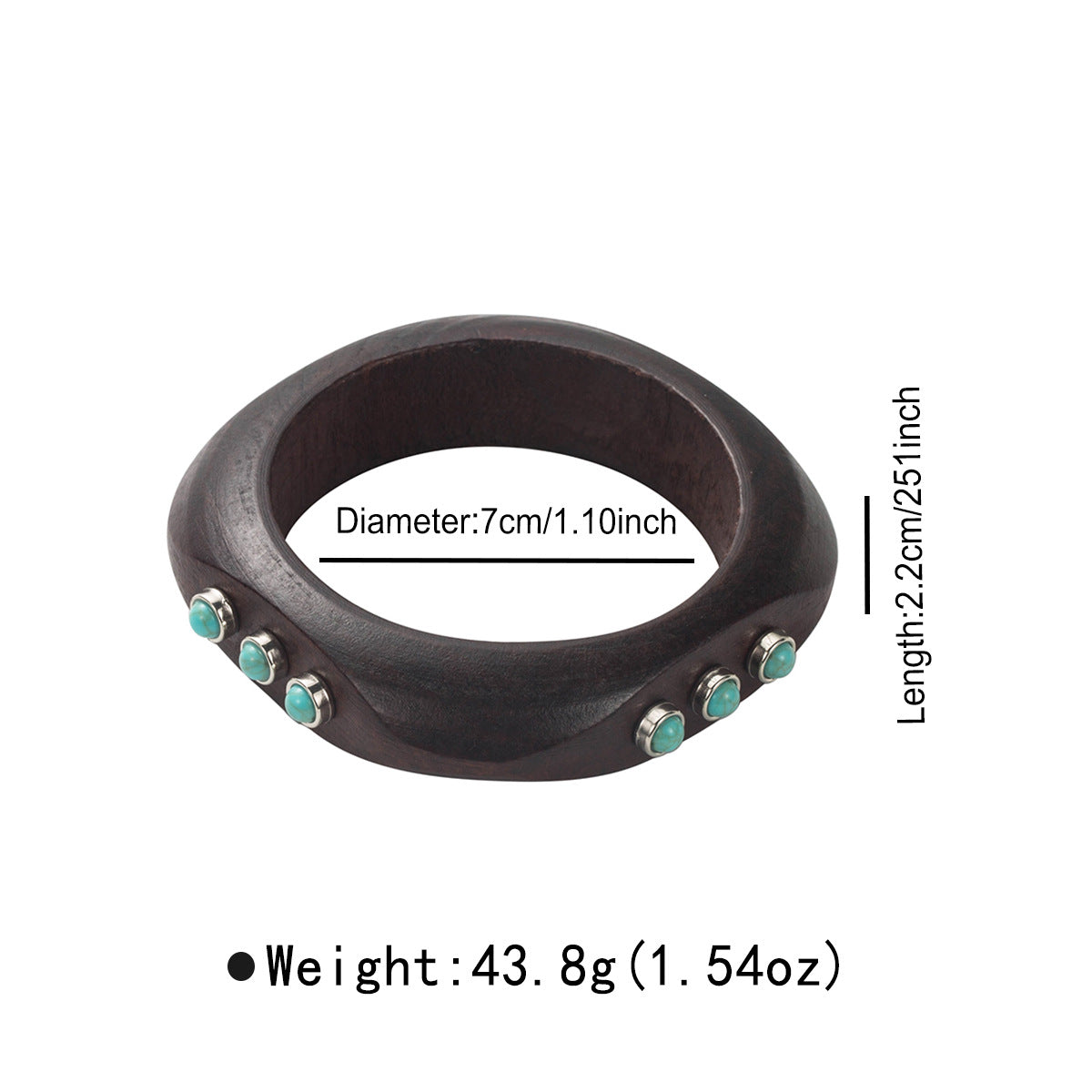 Wholesale  Retro Personalized Square Wooden Bracelet Maillard Style Design Inlaid Imitation Turquoise Bracelet for Women