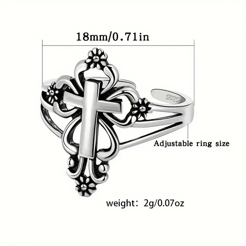 Wholesale  Cuff Ring Vintage Cross Unisex Flower Design Rings