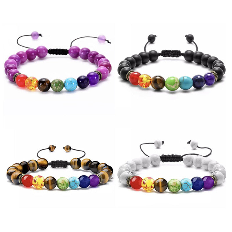 Wholesale Alloy Bracelet Colorful Volcanic Stone Turquoise Tiger Eye Yoga Braided Bracelet ACC-BT-zhixiang001