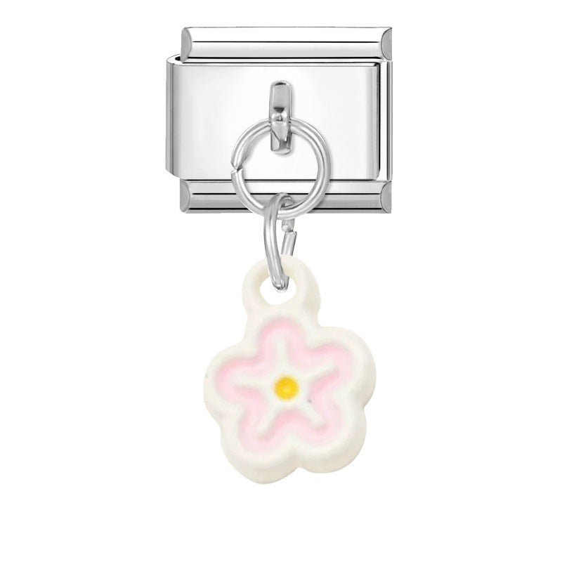 Wholesale Italian Charm Bracelet 9mm DIY Splicing Flower Pendant Stainless Steel Composable Bracelet