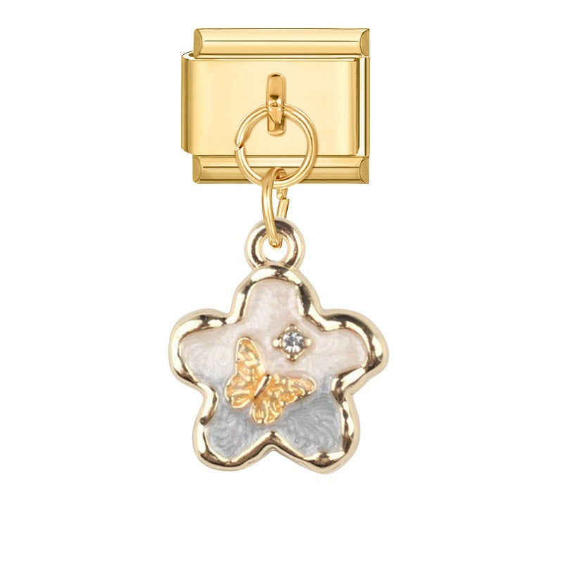 Wholesale Italian Charm Bracelet 9mm DIY Splicing Gold Pendant Stainless Steel Composable Bracelet