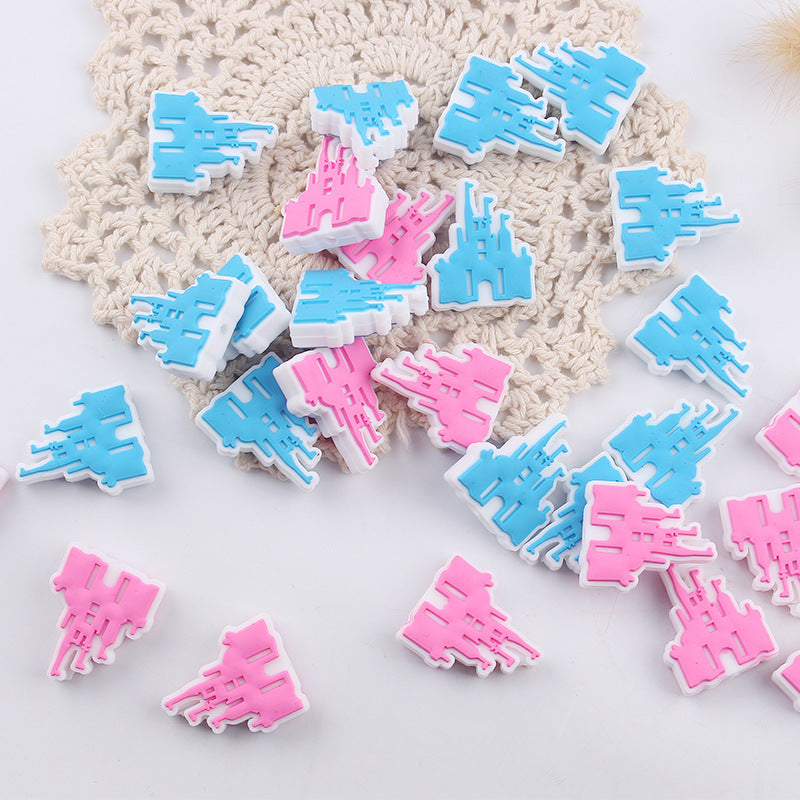Wholesale 5pcs Cartoon Castle Silicone Focal Beads ACC-BDS-GuangTian038
