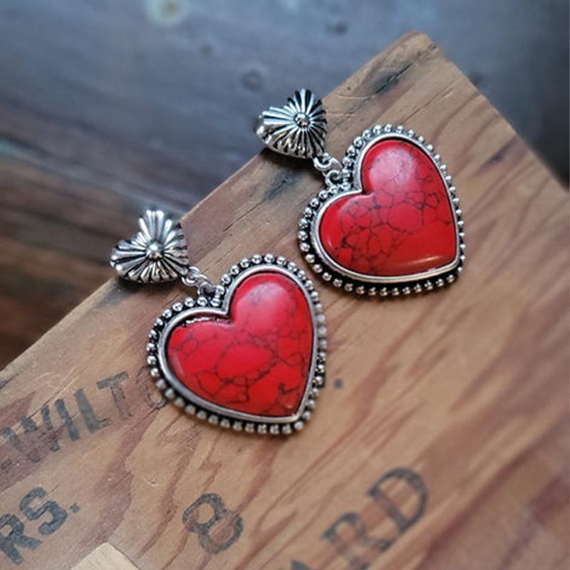 Wholesale Trendy Turquoise Heart Earrings for Women - Alloy Electroplated,  Jewelry Accessory for Party and Everyday