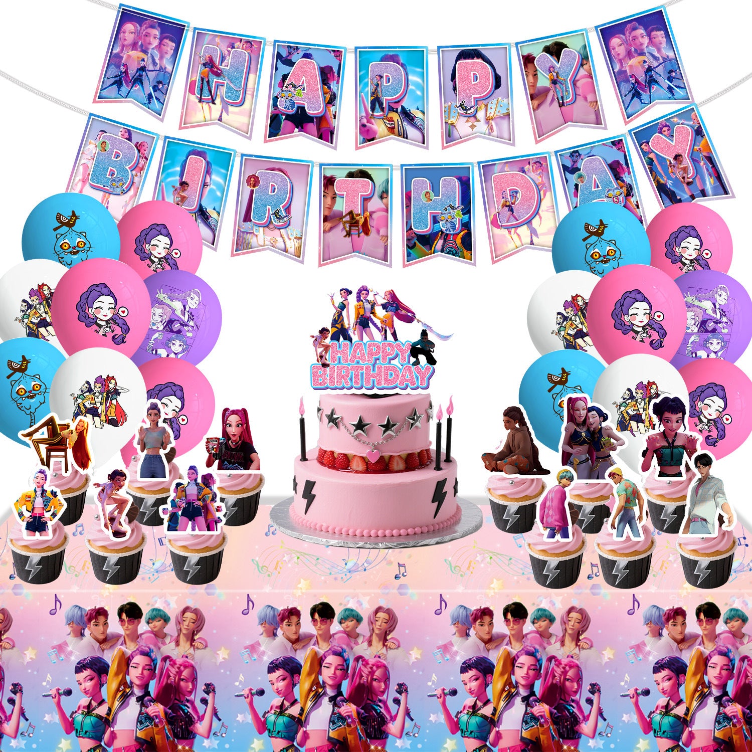 Wholesale KPOP  birthday party decoration tableware supplies atmosphere layout five-piece set kpop