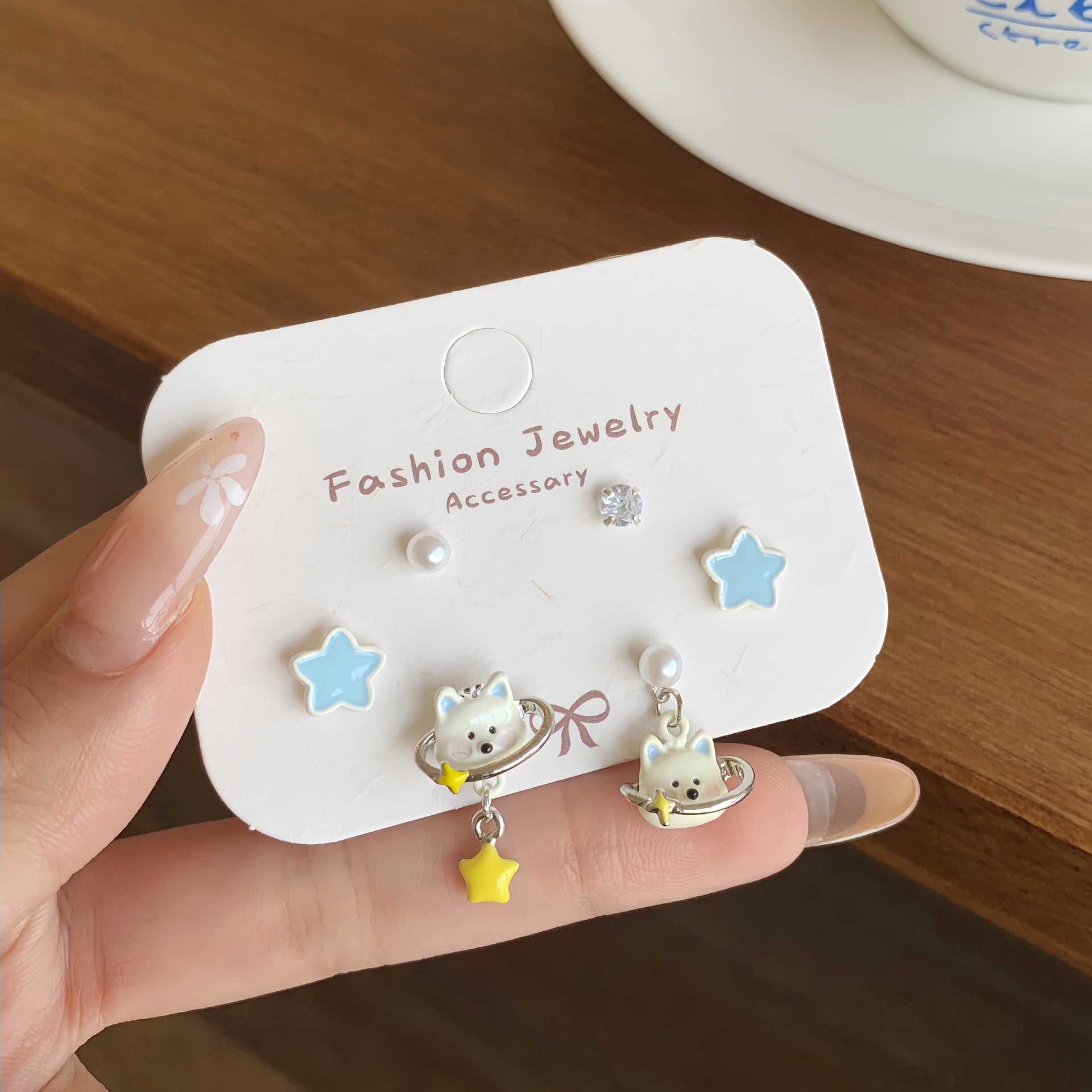 Wholesale Childlike and Cute Puppy Earrings with Tassels Silver Needles Earrings